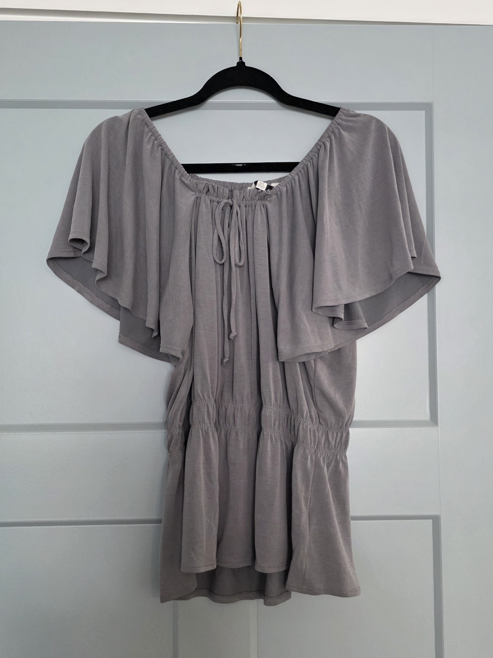 Lucky Brand Gray Off-Shoulder Top M | Boho Summer Chic